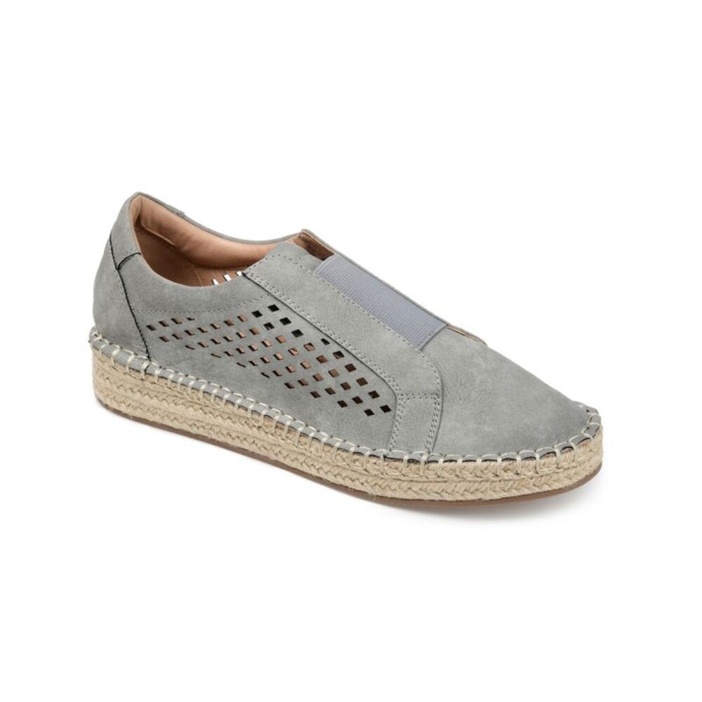 JOURNEE COLLECTION Womens Gray Trim Kandis Round Toe Wedge Slip On Sneakers 11 M